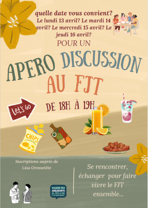 Quels sont vos besoins au FJT? Question posée aux jeunes du FJT de Semur en Auxois avec le soutien d’une intervenante de la Maison des Adolescents. Cet apéro discussion a débouché sur la planification d’autres temps qui seront proposés par cette intervenante sur le thème du théâtre…